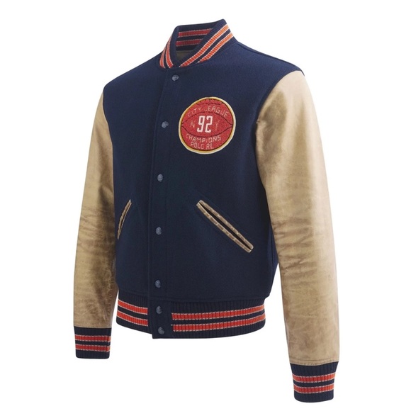 Polo Ralph Lauren Other - Polo Ralph Lauren Navy and Tan Varsity Jacket